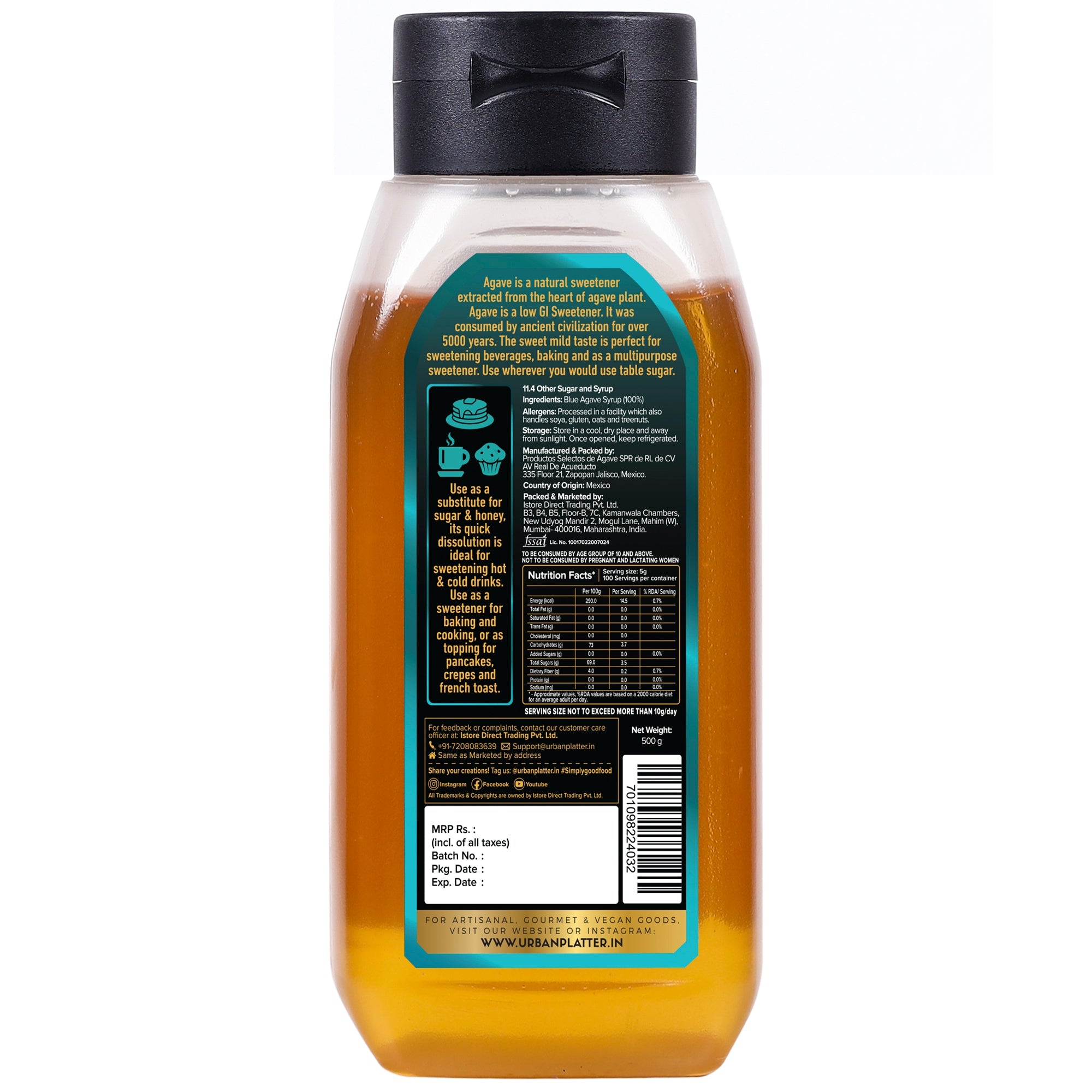 Urban Platter Mexican Blue Agave Syrup - 500 g