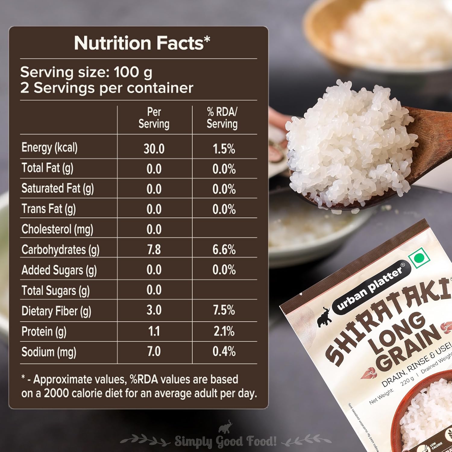 Urban Platter Shirataki Long Grain Rice - 220 g