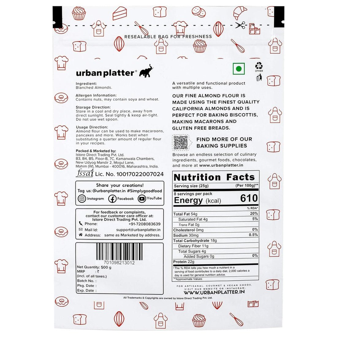 Urban Platter Fine Almond Flour - 200 g