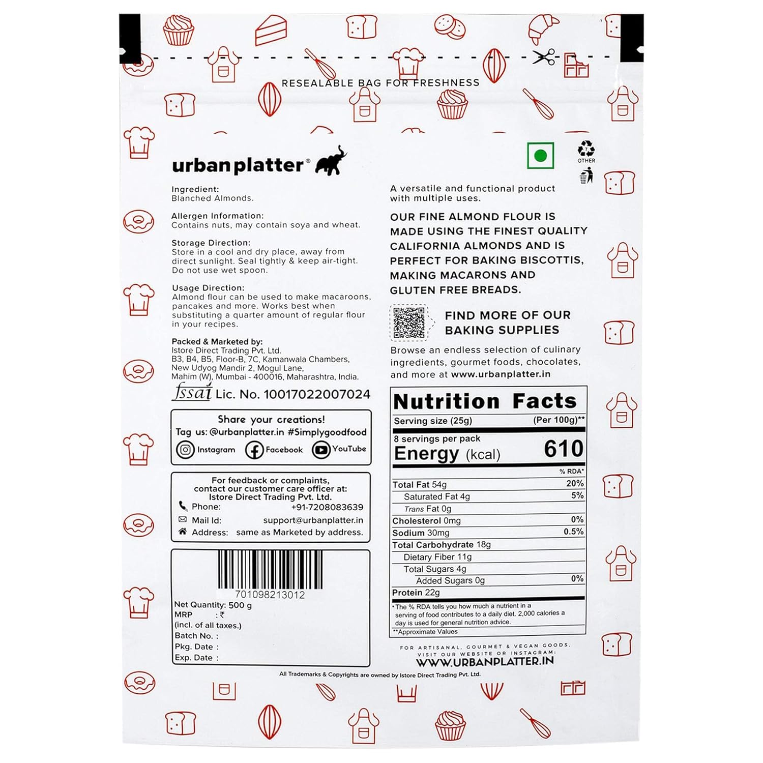 Urban Platter Fine Almond Flour - 200 g