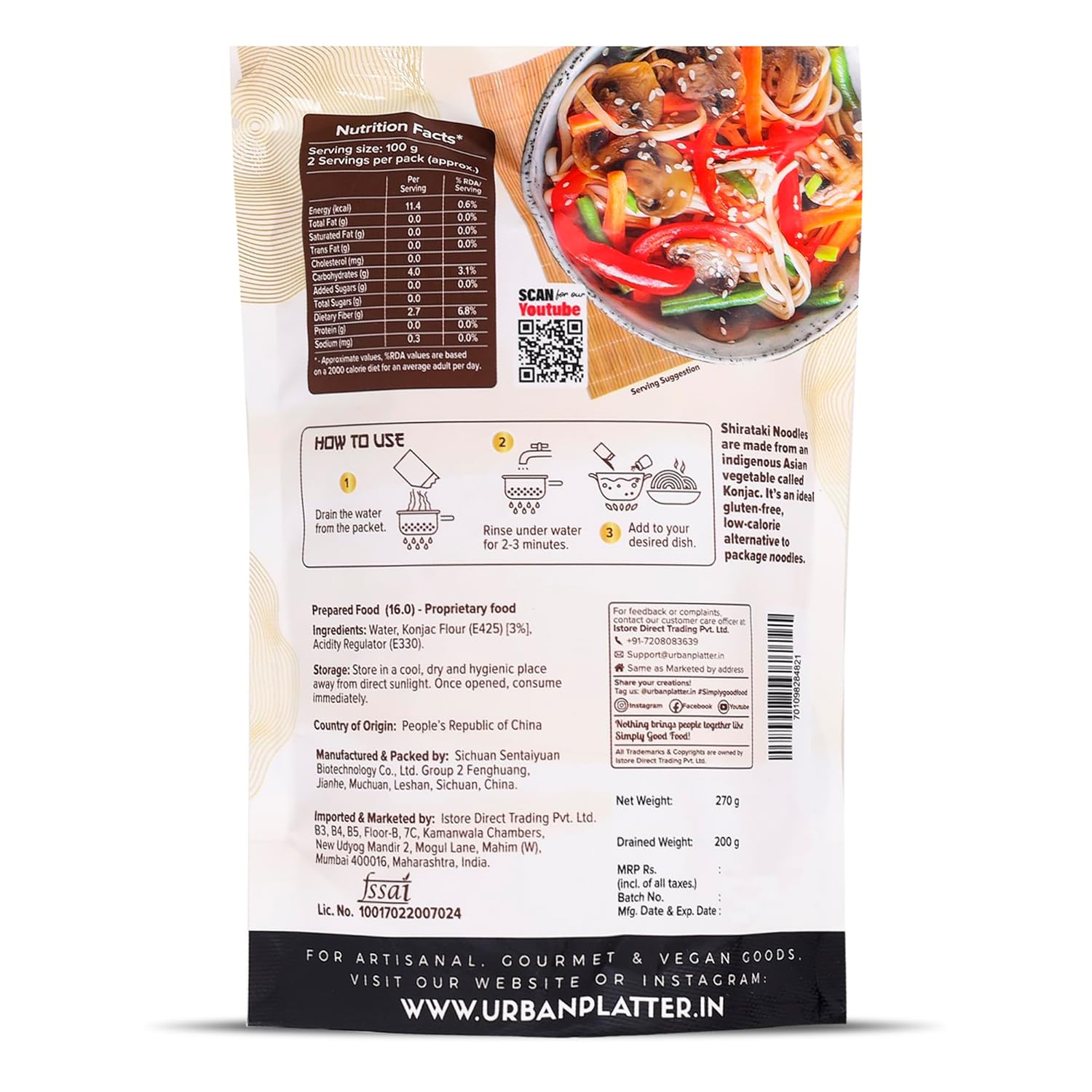 Urban Platter Shirataki Konjac Noodles - 270g