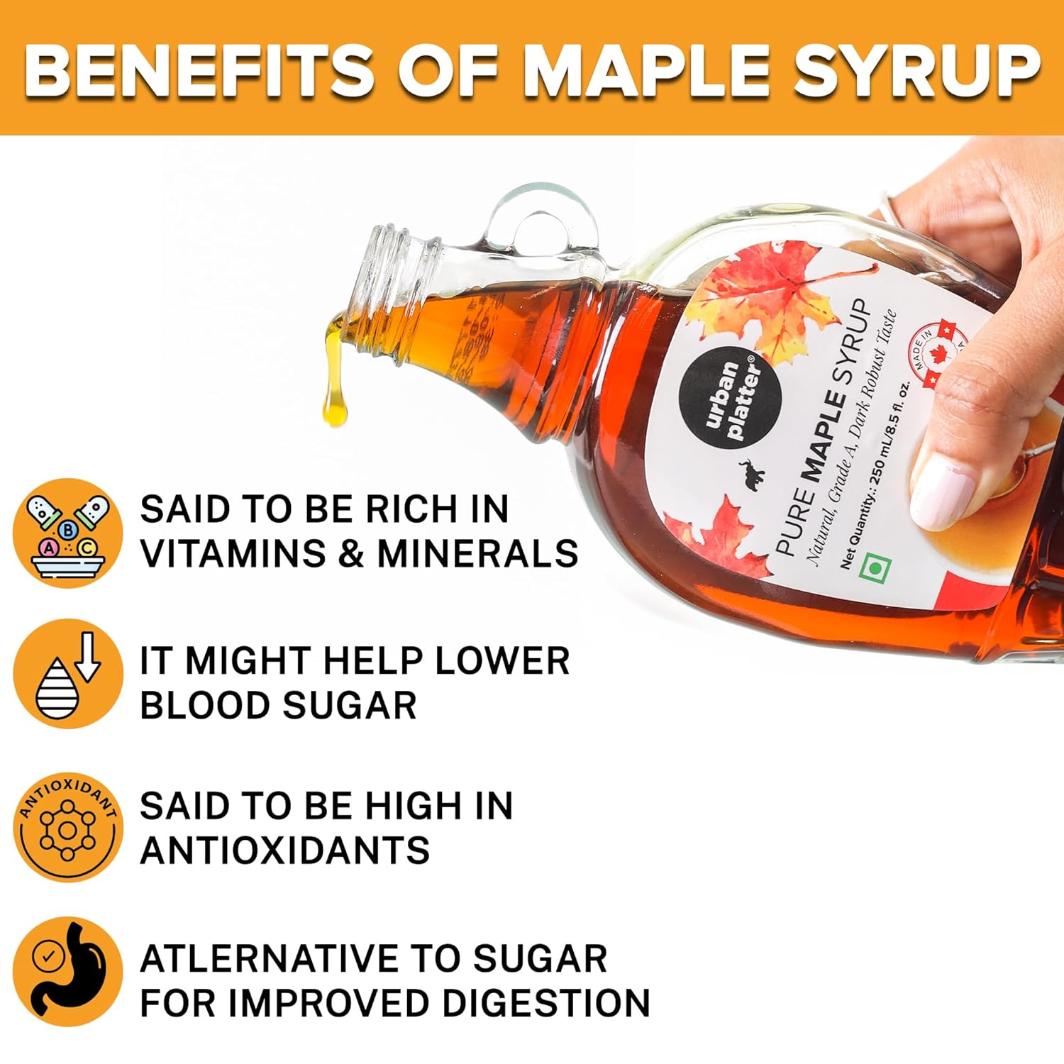 Urban Platter Pure Canadian Maple Syrup - 250 ml