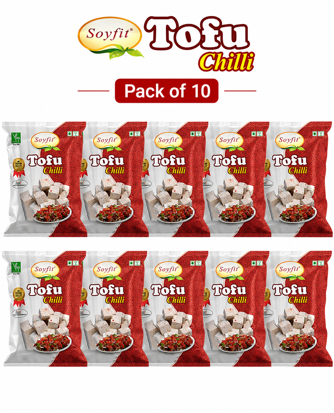 Soyfit Tofu Soya Paneer - Chilli -  200 g - Pack of 10
