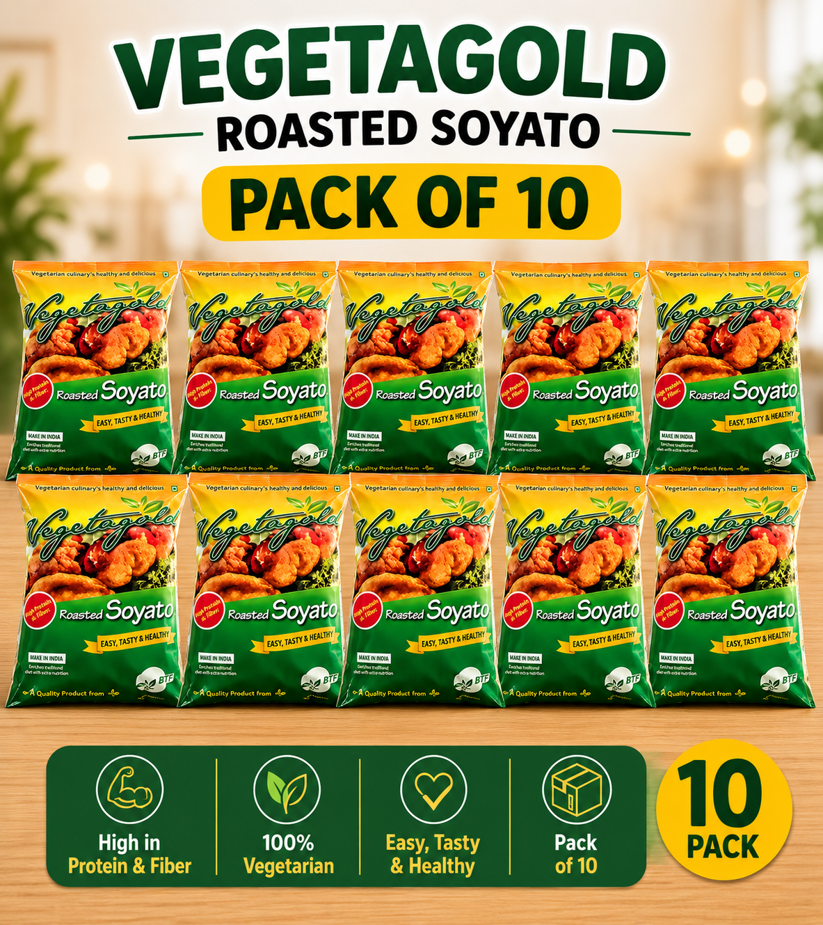 Vegetagold Roasted Soyato - 1 Kg - Pack of 10