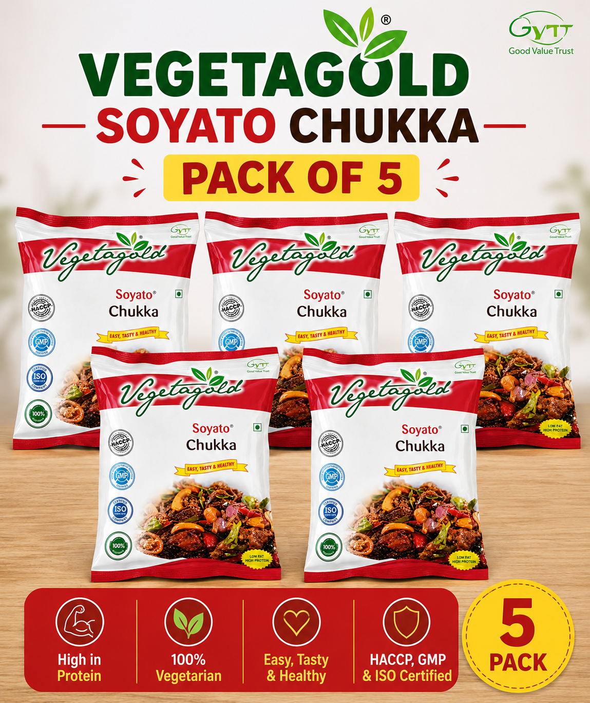 Vegetagold Soyato Chukka - 1 Kg - Pack of 5