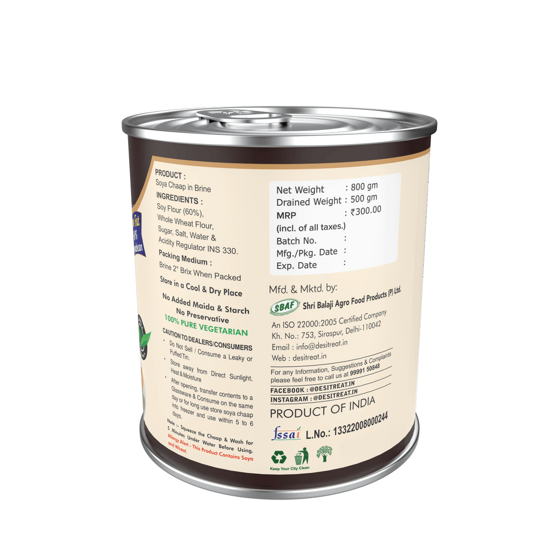 Desi Treat Soya Chaap - 800 g