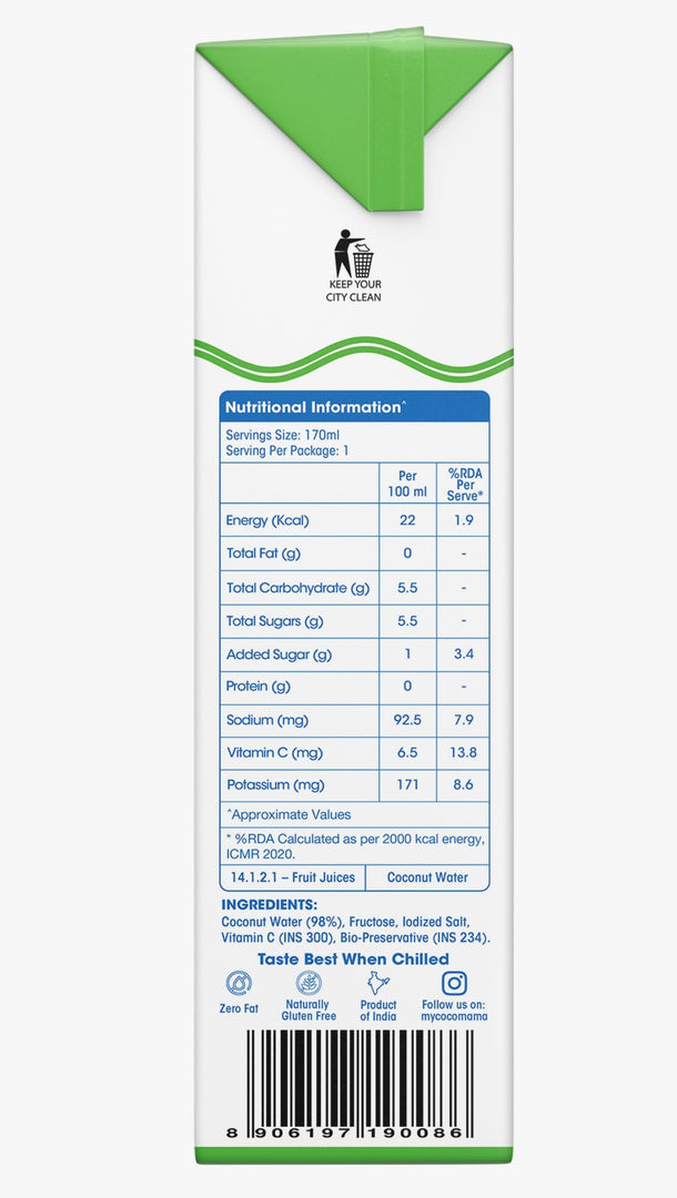 Coco Mama Organic Coconut Water - 170 ml - (Pack of 2)