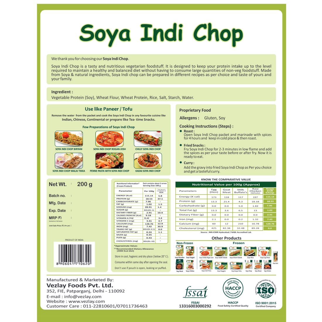 Vezlay Soya Indichop - 500 g