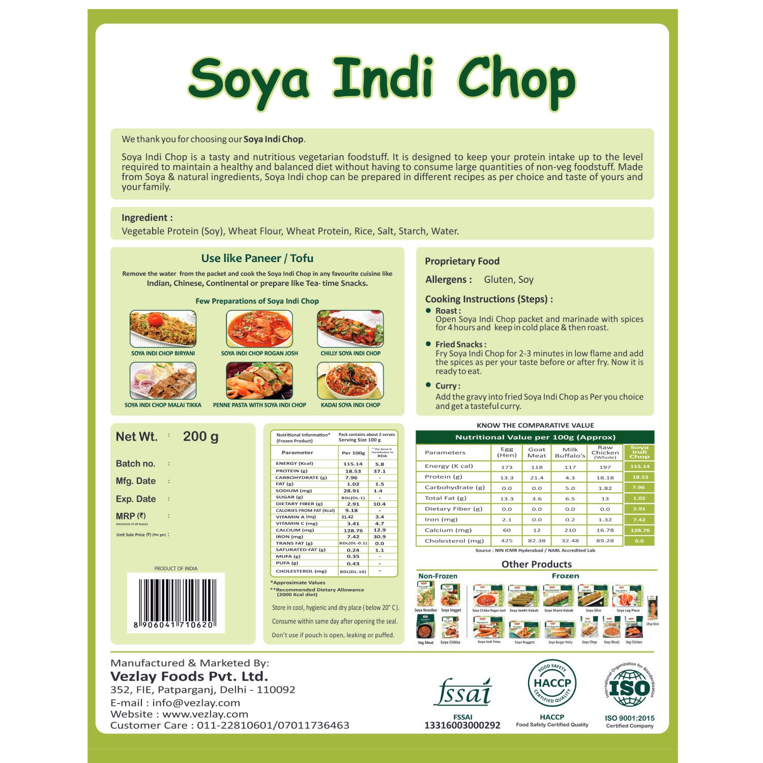 Vezlay Soya Indichop - 500 g